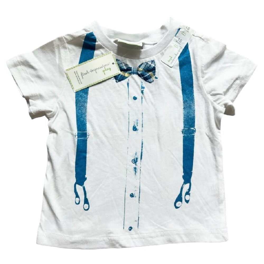 NWT Baby Boys First Impressions Little Gentlemen Graphic Tee Shirt - Sz 18 mo